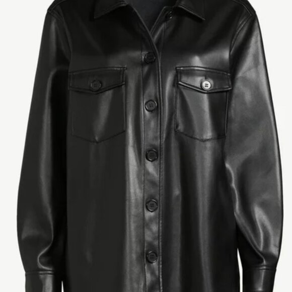 NWT! Women’s True & Co Faux Leather Button Down - Picture 6 of 6